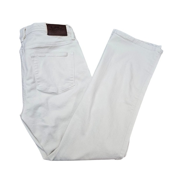 LRL Lauren Jeans Co. White Denim Jeans‎ Straight Leg Sz 12P - Picture 1 of 10